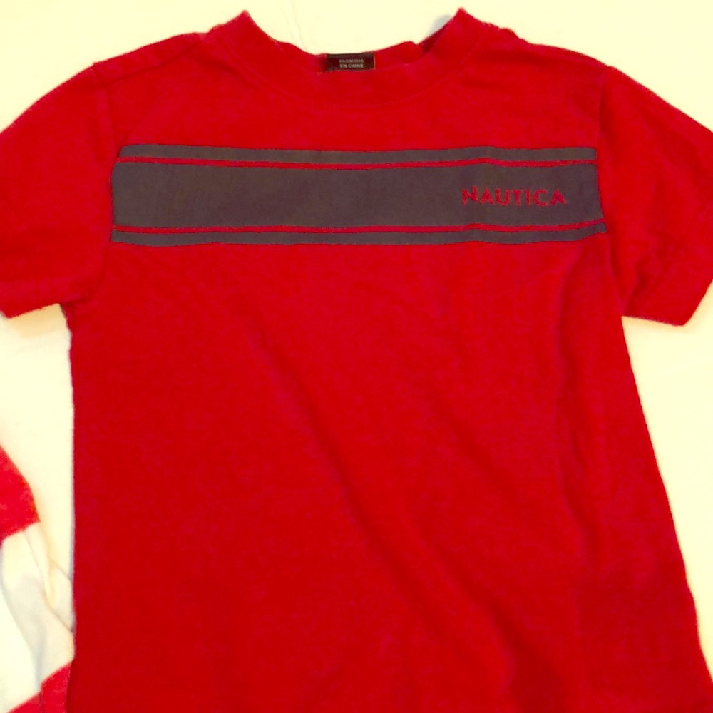 Nautica tshirt & red white stripe soft pocket tee